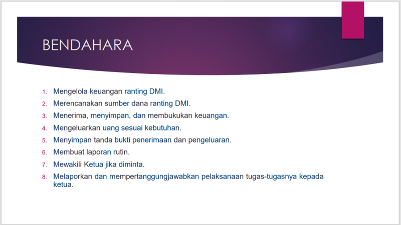 Job Descriptions Bendahara