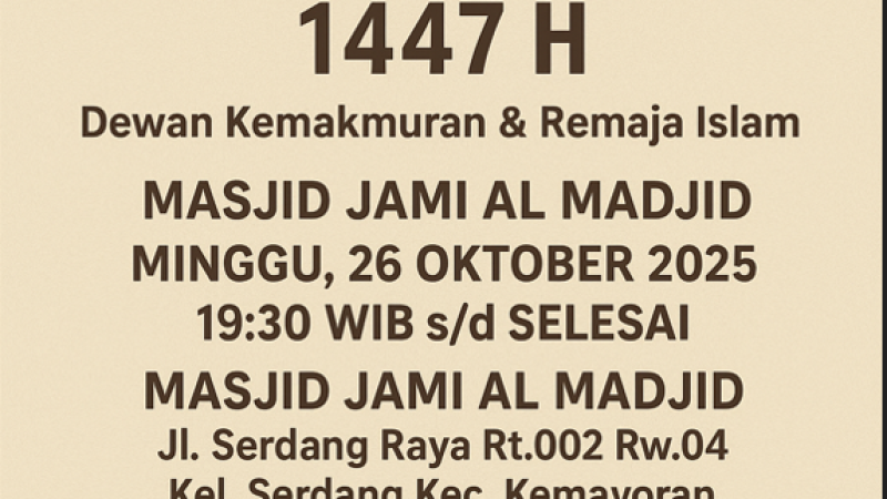 Hadirilah Acara Event Maulid Agung 1447 H  Dewan Kemakmuran & Remaja Islam  Masjid Jami Al Madjid