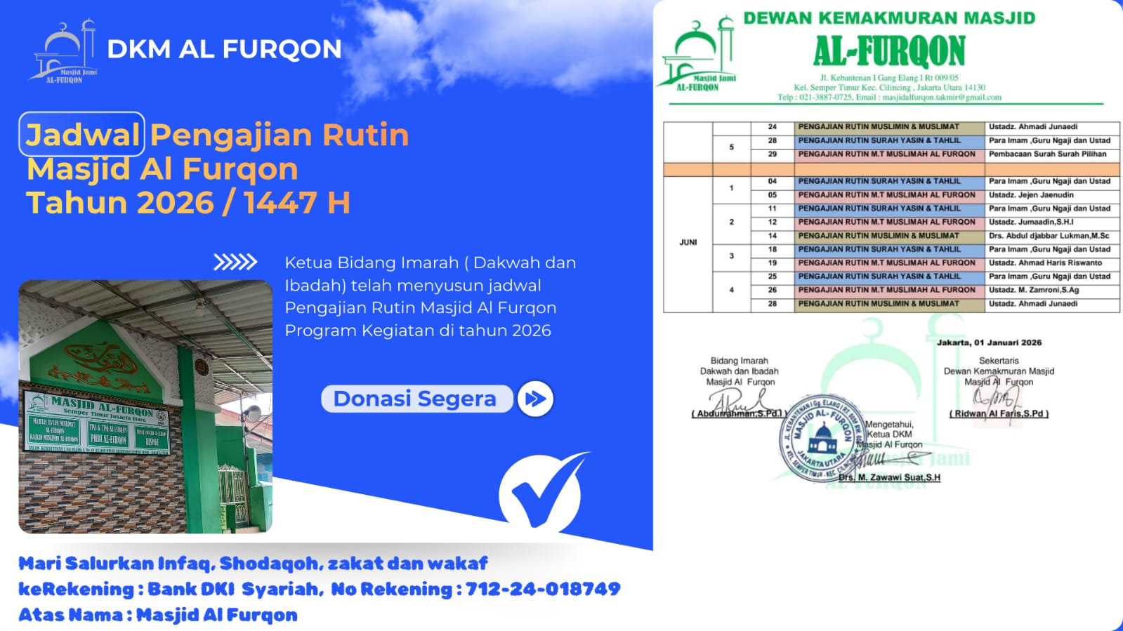 Jadwal Pengajian Rutin Masjid Al Furqon Tahun 2026